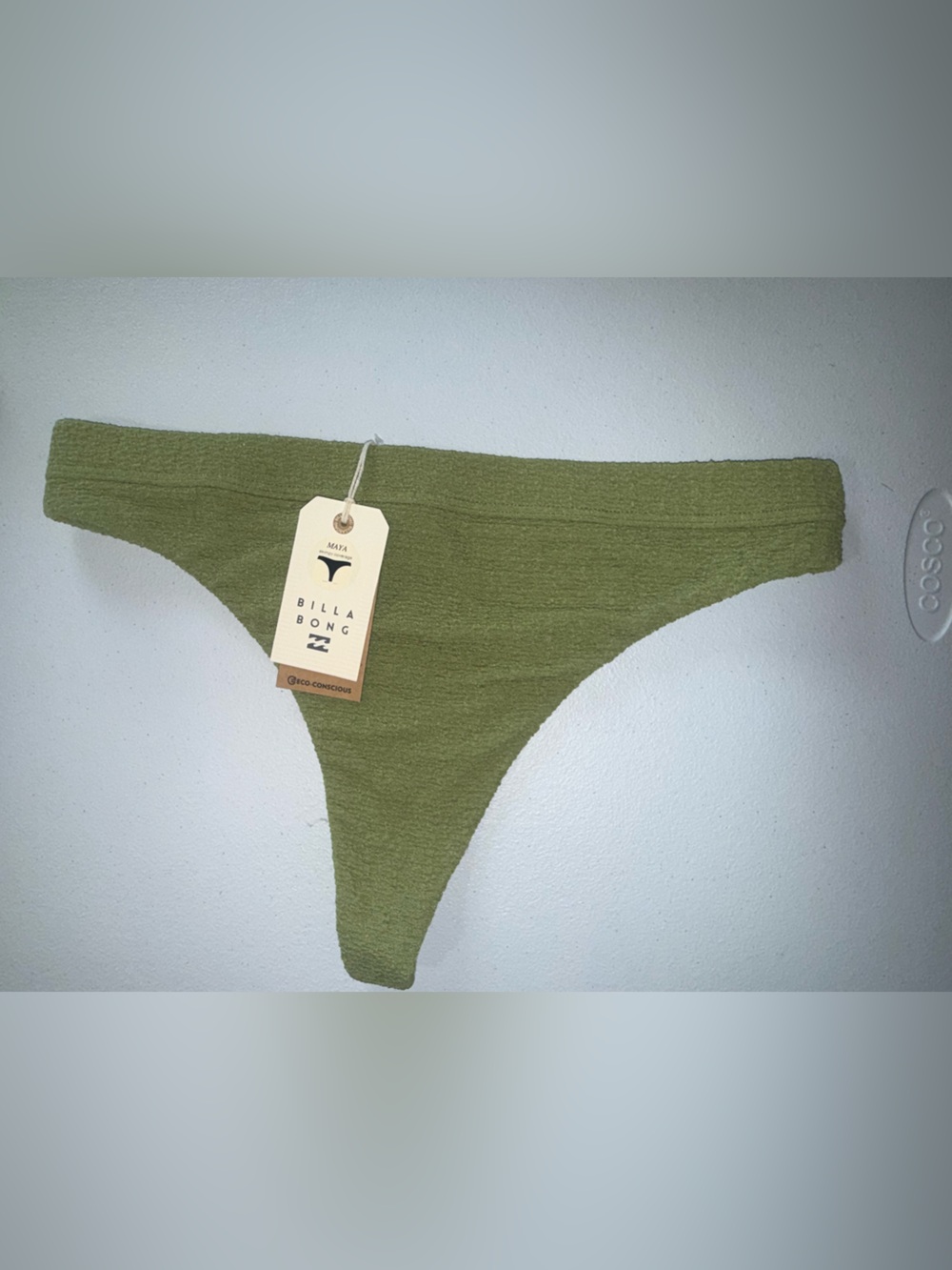 Billabong Maya Bikini Bottoms XL Green Textured Skimpy Coverage NWT - Picture 2 of 6